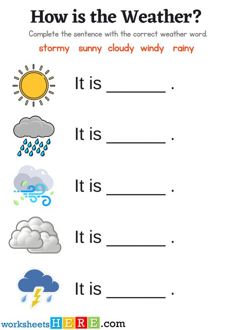 Weather Esl Worksheet, How Is The Weather, Weather And Clothes Worksheet, Daily Conversation English For Kids, Weather Pictures, Weather Worksheets Preschool, Weather Worksheets For Kids, Weather Worksheets For Kindergarten, Weather Esl