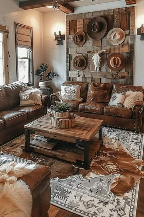 Southern Texas Home Decor, Rustic Formal Living Room Ideas, Interior Country Style, Western Boho Living Room Paint Colors, Boho Western Wall Decor Ideas, Western Chic Decor Ranch, Sundance Home Decor, Vintage Country Decor Living Room, Living Room Western Boho