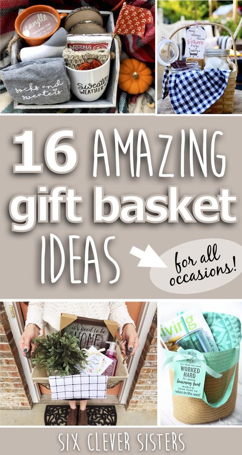 The Cutest Gift Basket Ideas for Any Occasion - Six Clever Sisters Bagel Gift Basket, Cute Coffee Basket Ideas, Gift Baskets For Benefits Silent Auction, Gift Basket Ideas For Bakers, January Gift Basket Ideas, Simple Gift Baskets For Women, Cooler Bag Gift Ideas, Thank You Gift Basket Ideas Families, Casserole Gift Basket Ideas