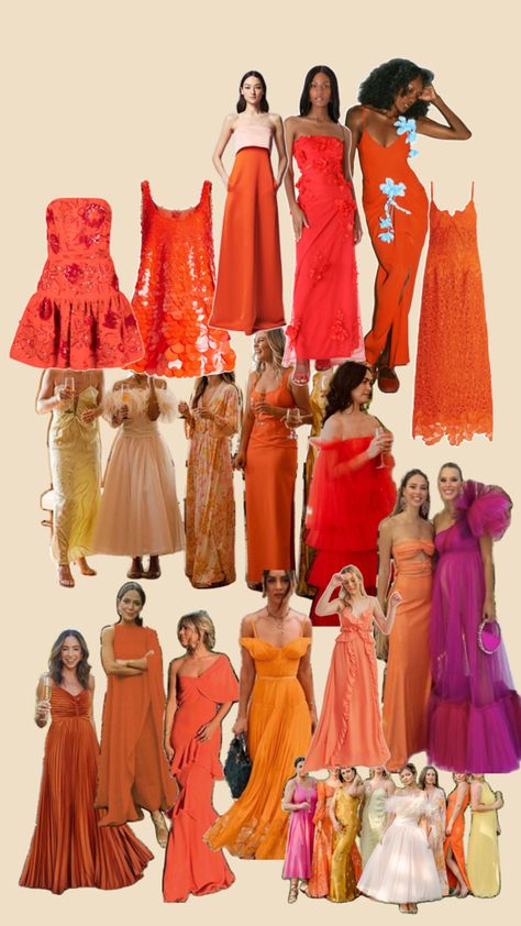 Shades Bridesmaid Dresses, Orange Shades, Family Coloring, Guest Attire, Wedding Mood Board, Wedding Mood, Shades Of Orange, Wedding Bridesmaid Dresses, Color Themes