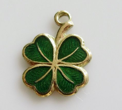 70s Shoot, Four Leaf Clover Charm, Clover Pendant, Clover Charm, 4 Leaves, Four Leaf, Gems Jewelry, Gold Enamel, Leaf Clover