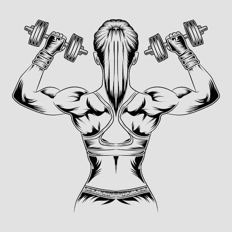 Gym Tattoo Design, Gym Dumble, Crossfit Art, Exercise Pictures, Gym Vector, Girl Exercise, Gym Icon, Gym Art, Arte Peculiar