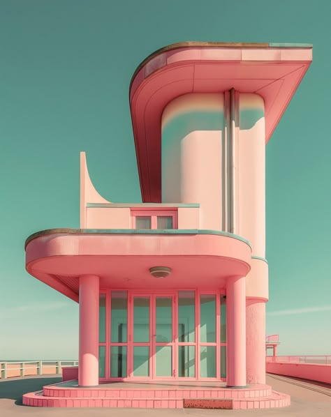 I tried to cartoonify and pastelise (yes I know, not real words) a local building, This is from the promenade in Skegness, Lincolnshire. It bares a resemblance Pink Liminal Space, Pink Building, Graphic Design Cv, Aesthetic Dump, Small Food, Design Cv, 3d Ideas, 3d Building, Cozy Mystery