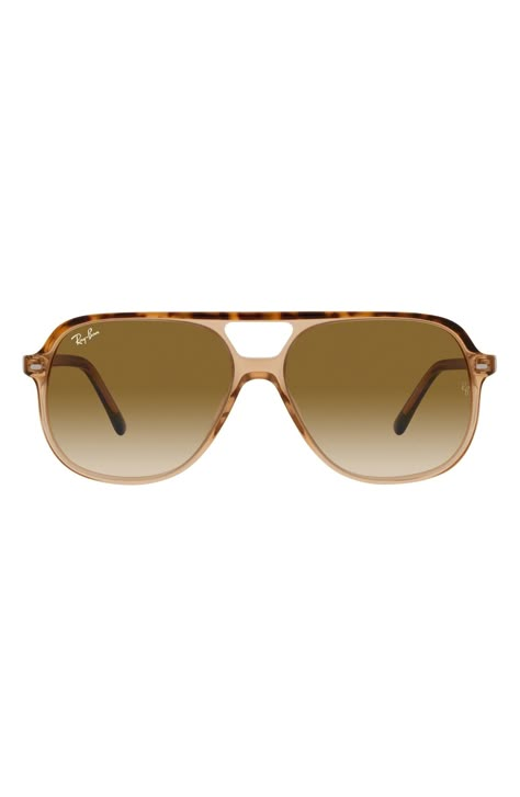 Ray-Ban 55mm Navigator Sunglasses | Nordstrom Cute Sunglasses For Women, Italian Sunglasses, Protection Crystals, Jewelry Accessories Ideas, Havana Brown, Sunglasses Branding, Ray Ban Sunglasses, Metallic Logo, Aviator Sunglasses