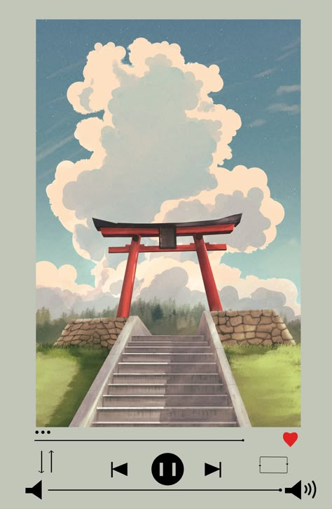 Japan Easy Drawing, Tori Gate Art, Japan Scenery Drawing, Japanese Drawing Style, Japanese Shrine Drawing, Torii Gate Drawing, Japan Drawing Easy, Japan Aesthetic Drawing, Japan Art Drawing