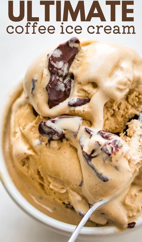 a scoop of coffee ice cream in a bowl. Chocolate Coffee Ice Cream, Kalua Coffee Ice Cream, Coffee With Ice Cream Recipes, Coffee Ice Cream Recipe For Machine, Homemade Coffee Ice Cream, Kahlua Ice Cream Recipe, Moose Tracks Ice Cream Recipe, Espresso Ice Cream Recipe, Ice Cream Recipe