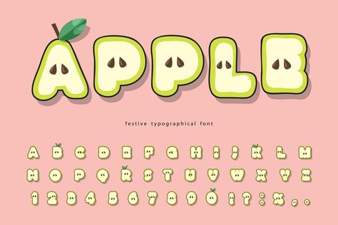 Apple Cartoon, Apple Font, Font Cute, Calligraphy Fonts Alphabet, Dingbat Fonts, Cartoon Paper, Bullet Journal Font, Lettering Guide, Journal Fonts