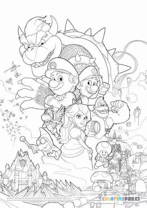 Super Mario Bros Movie Drawing, Coloring Pages Mario Bros, Super Mario Bros Drawing Ideas, Mario Characters Coloring Pages, Mario Movie Coloring Pages, Super Mario Coloring Pages Free, Super Mario Bros Drawing, Mario Bros Drawing, Mario Coloring Sheets