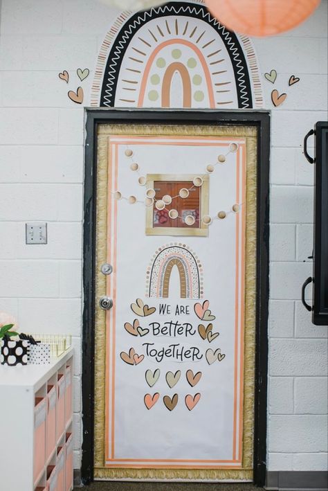 Boho Rainbow Door Decor, Boho Door Decor Classroom, Boho Classroom Door, Boho Classroom Decor Ideas, Ideas Decoracion Salon, Classroom Door Decor, Rainbow Door, Elementary Classroom Themes, Boho Rainbow Classroom