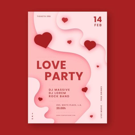 Valentine's Day Poster Design, Valentine Poster, Valentines Day Poster, Keyword Elements Canva, Valentine Party, Food Graphic Design, Grafic Design, Promotional Design, Party Poster