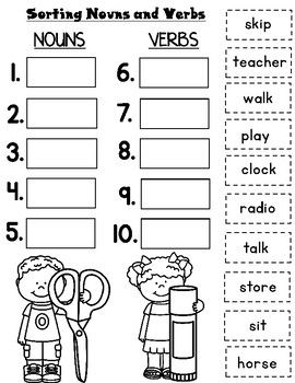 1st Grade Noun And Verb Worksheets