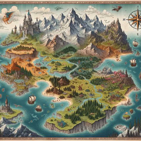 Fictional Maps World, Maps Fantasy World, Worldbuilding Map, Fantasy Map Aesthetic, Fantasy World Map Design, Fantasy Kingdom Map, Fantasy Place Name Ideas, Fantasy Continent Map, Fantasy World Map Generator