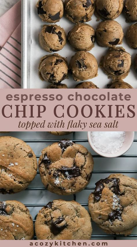 Espresso Chocolate Chip Cookies, Sweet Surrender, Homemade Chocolate Chip Cookies, Coffee Cookies, Desserts To Make, Baking Sweets, Homemade Chocolate, Eat Dessert, Just Desserts