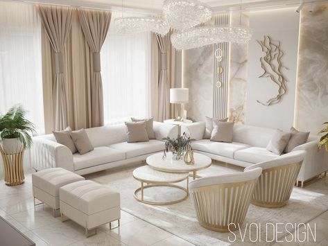 Beautiful design in living room. #livingroomdecoration #decorationidea Luxury Sofa Living Room, Sofa Design Ideas, Miami Condo, Latest Living Room Designs, Beige Living Rooms, Bright Living Room, Living Room Sofa Design, Classic Living Room, Luxury Chandelier