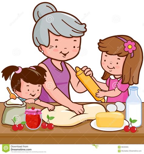 Cooking With Grandma, Kitchen Vector, Cooking Illustration, Children Cooking, Kitchen Illustration, Illustration Kitchen, Cooking In The Kitchen, Logo Line, Kids' Book