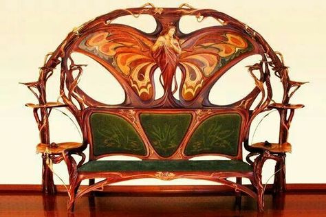 Art Nouveau bench Butterfly Bench, Nouveau Furniture, Art Nouveau Furniture, Art Nouveau Architecture, Art Nouveau Design, Deco Furniture, Art Deco Furniture, Furniture Art, Arts And Crafts Movement