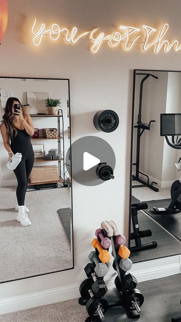 1,786 likes, 72 comments - missjessicanicoleblog on January 17, 2023: "HOME GYM REVEAL! And now all of a sudden I want to workout 24/7. I love how this quick home gym ..." Home Gym In Bedroom, Home Gym Paint Ideas, Bedroom Workout Space, House Gym Room, Home Office Gym Combo Layout, Home Office Gym Combo, Bedroom Gym Ideas, Small Gym Room Ideas, Office Gym Combo