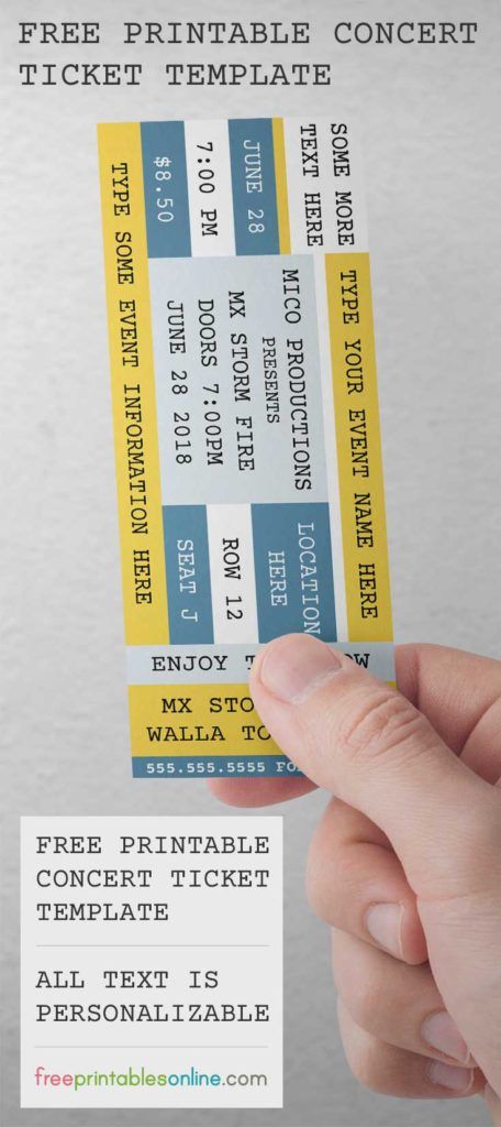 These free printable concert tickets are perfect for any local events you are organizing that are ticketed. All of the text can be personalized.  #freeprintable #printable #printableticket #concertticket #tickettemplate #printableconcertticket Concert Ticket Template Free, Ticket Template Free Printables, Gift Tickets, Ticket Design Template, Concert Ticket Gift, Ticket Template Free, Diy Crafts For Boyfriend, Event Ticket Template, Concert Ticket Template