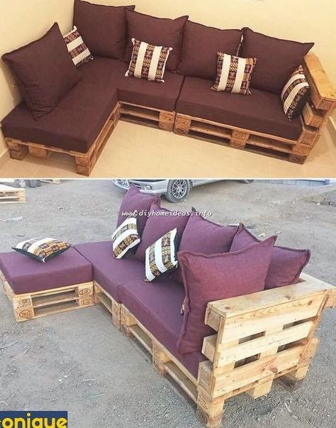 Diy Pallet Decoration, Palette Furniture, Diy Pallet Couch, Pallet Lounge, Couch Ideas, Diy Pallet Sofa, Pallet Couch, Couch Design, Pallet Sofa