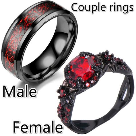 Gothic Rings Wedding, Vampire Wedding Ring, Dark Wedding Rings, Goth Wedding Rings, Goth Wedding Ring, Friends Rings, Goth Engagement Rings, Matching Stuff, Gothic Wedding Theme