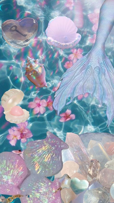 #mermaidcore #pastel #whimsy Iridescent Aesthetic, Sanrio Phone, Mermaid Phone, Summer Aesthetics, Iphone Wallpaper Vsco, Coconut Dream, Mermaid Wallpapers, Mermaid Crafts, Mermaid Core