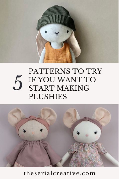 5 Beginner-Friendly Plush Patterns to Get You Started Animal Stuffy Pattern, Sewing Pattern Stuffed Animal Free, Snuggle Fabric Projects, Fabric Animals Patterns Free, Easy Toys To Sew, Sewing Stuffed Animals For Beginners, Easy Sew Animals, Sewing Animal Patterns Free, Cute Animal Sewing Patterns