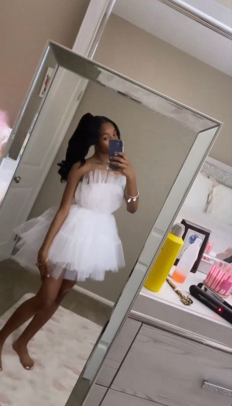 Cute Birthday Outfits Black Women Sweet 16, 15 Bday Outfits, Homecoming Court Dresses Black Women, Dress For 14th Birthday, Birthday Day Dress, Cute Birthday Dresses 16, 17 Bday Outfit Ideas, Birthday Outfits Black Women 16, Tulle Tube Top Outfit