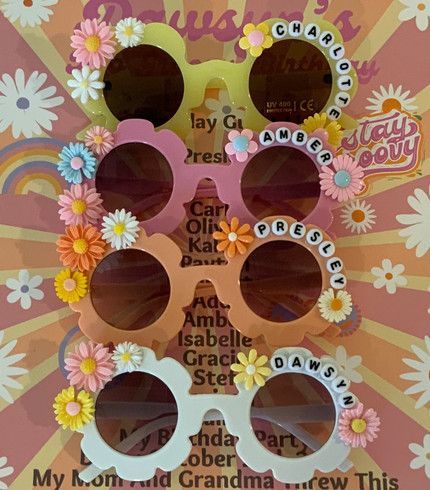 Click for more info about Dawsyn’s Two Groovy 2nd Birthday Party, One Groovy Birthday Theme, Personalized Sunglasses Gues... Sunglasses Decorated, Diy Sunglasses, Personalized Sunglasses, Custom Sunglasses, Cute Sunglasses, Toddler Gift, Butterfly Baby, Girl With Sunglasses, Sunny Beach