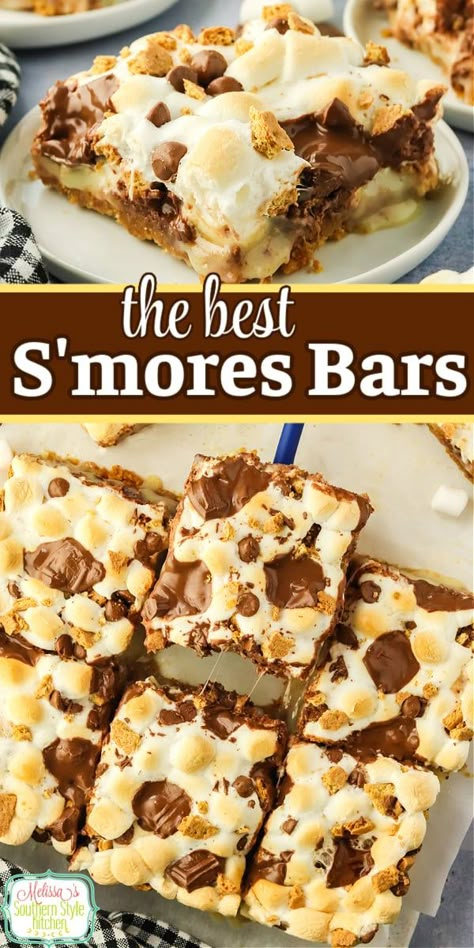 Easy Recipe With Marshmallows, Smores Chocolate Bark, Easy Smores Bars Recipe, Easy Smores Dessert Simple, Graham Cracker Marshmallow Chocolate, Trivia Snack Ideas, Graham Cracker Smores Bars, Smores Bars Easy, S’mores Brownies With Graham Cracker Crust