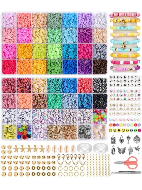 2 Boxes Soft Pottery Alphabet Beads + Facial Expression Beads + Tweezers Diy Jewelry Making Kit For Necklace, Bracelet, Earring | SHEIN USA Shein Beads, Alphabet Beads, Bead Charms Diy, Clay Bracelet, Best Friend Necklaces, Jewelry Making Kit, Bracelet Kits, Jewelry Kits, Friend Anime