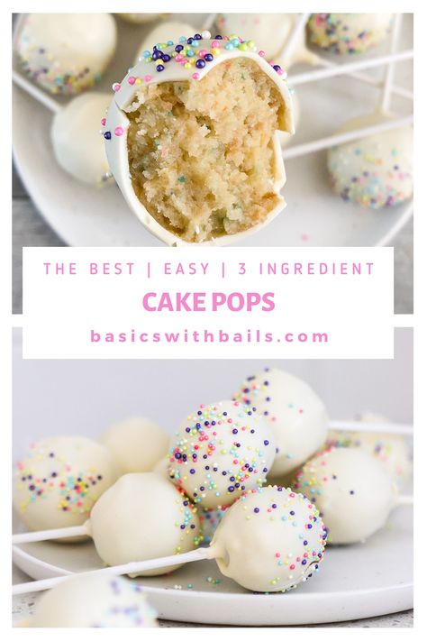 3 Ingredient Cake, Funfetti Cake Pops, Cookie Dough Cake Pops, Cake Pop Recipe Easy, 3 Ingredient Cakes, Gluten Free Cake Mixes, Diy Cake Pops, Chocolate Glazed Donuts, Birthday Cake Pops