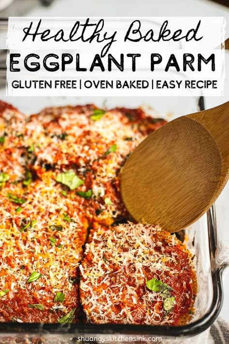 Healthy Eggplant Parmesan, Oven Baked Eggplant, Light Tomato Sauce, Eggplant Recipes Healthy, Baked Eggplant Parmesan, Eggplant Parmesan Recipe, Healthy Eggplant, Eggplant Recipes Easy, Eggplant Parmesan Baked