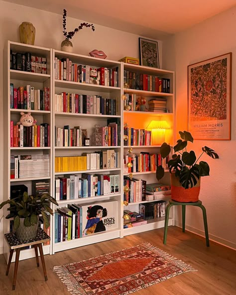 Cool Bookshelf, Bookcases Ideas, Wall Library, Home Library Rooms, Bookshelf Inspiration, Ikea Wall, Home Library Design, Home Libraries, Apartment Decor Inspiration