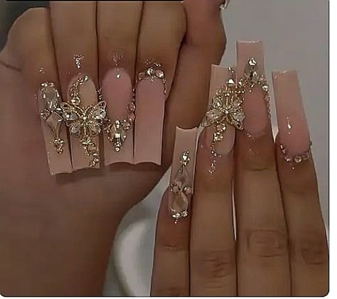 Sweet 16 Nails, Champagne Nails, Quince Nails, Quinceanera Nails, Gold Acrylic Nails, Milky Nails, Girly Acrylic, Girl Nails, Girly Acrylic Nails