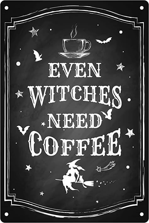 Witch Cafe, Gothic Kitchen, Witch Kitchen, Gothic Wall Decor, Witch Coffee, Bg Design, Coffee Bar Decor, Hey Boo, Coffee Sign