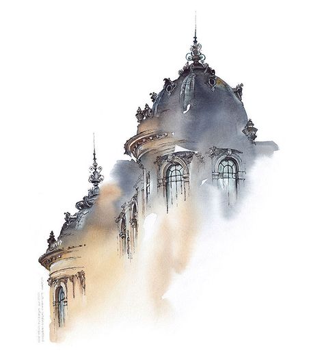 architectural watercolor - Paris 2020 on Behance Sunga Park, Buildings Sketch, Watercolor Cityscape, Art Painting Watercolor, Nature Paint, Perjalanan Kota, Aquarelle Painting, Watercolor City, Watercolor Architecture