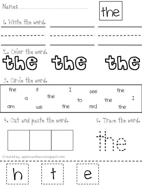 Free Kindergarten Sight Word Worksheets Sight Word Worksheets Free, Ingles Kids, Sight Words Printables, Teaching Sight Words, Sight Word Reading, Sight Word Worksheets, Kindergarten Fun, Sight Words Kindergarten, Sight Word Practice