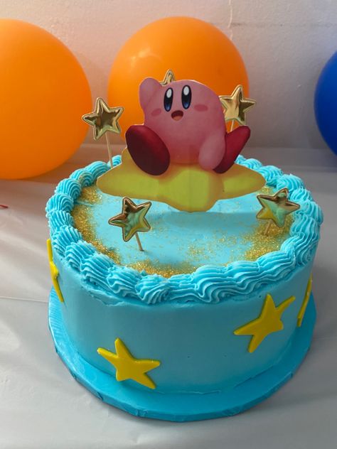 Kirby Cake Ideas, Kirby Birthday Cake, Kirby Birthday Party, Big Top Cupcake, Kirby Food, Kirby Cake, Kirby Party, Kirby Birthday, Graham Cake