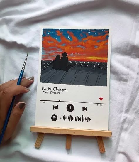 Spotify Code Painting, Spotify Album Drawing, Music Spotify Aesthetic Drawing, Drawing On Small Cards, Spotify Canvas Art, Spotify Playlist Painting Aesthetic, Spotify Craft Diy, Songs Drawings Art, Spotify Songs Painting