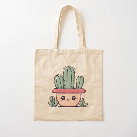 Get my art printed on awesome products. Support me at Redbubble #RBandME: https://www.redbubble.com/i/tote-bag/Adorable-Cactus-Kawaii-Illustration-by-CreativeSparksS/160496382.P1QBH?asc=u Cute Tote Bags Paint, Drawing On Bag, Cute Tote Bag Ideas, Jute Bag Painting Ideas, Creative Tote Bag Design Ideas, Drawing On Tote Bag, Painting On Tote Bags, Painting Tote Bag Ideas, Tote Bag Drawing Ideas