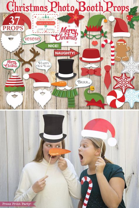 Christmas Photo Booth Props Printables, Editable Sign for Party #s - Santa, Elves, Naughty & Nice Sign, Merry Christmas, INSTANT DOWNLOAD Snowman Carrot Nose, Party Decorations For Adults, Christmas Photobooth, Fun Christmas Photos, Christmas Photo Booth Props, Christmas Booth, Photobooth Props Printable, Christmas Party Photo, Photo Booth Sign