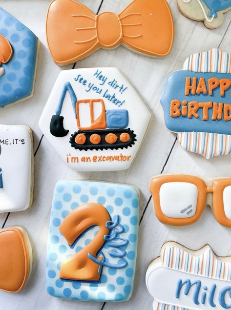 Blippi Birthday Cookies, Blippi Third Birthday, Blippi Vehicles Birthday, Blippi Second Birthday, Blippi Cookies Decorated, Blippi Excavator Cake, Blippi Cookies, Blippi Excavator Birthday Party, Blippi 2nd Birthday Party