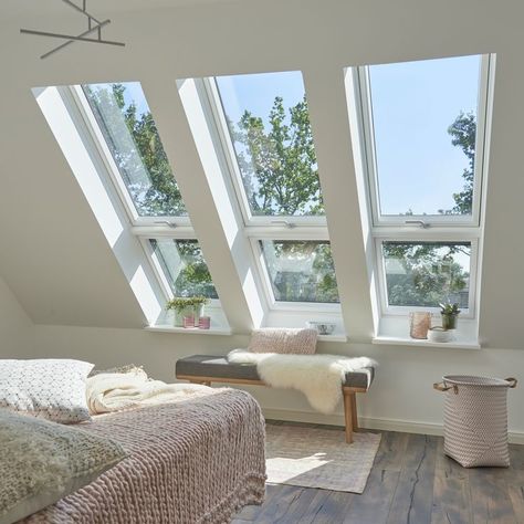 Loft Conversion Bedroom, Velux Windows, Attic Bedroom Designs, Attic Loft, Attic Conversion, Attic Bedrooms, Attic Renovation, Attic Spaces, Attic Remodel