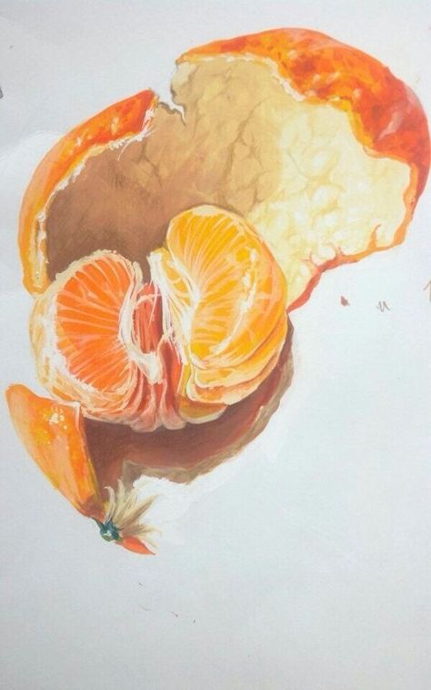 Mandarin Watercolor, Mandarin Painting, Tangerine Painting, Tangerine Drawing, Botanical Art Watercolors, Tangerine Art, Watercolor Oranges, Watercolor Food, Watercolor Fruit