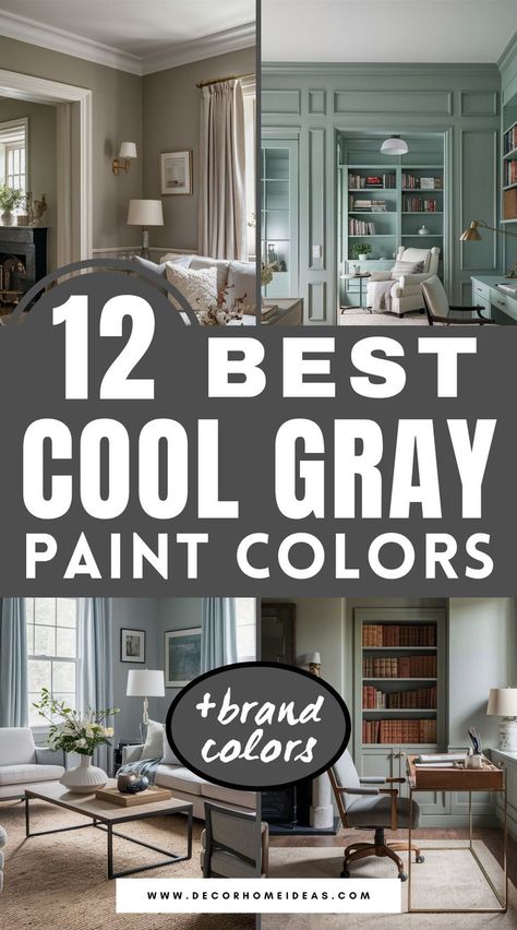 Unveil the 12 best cool gray paint colors from top brands like Sherwin-Williams, Benjamin Moore, Behr, and Farrow & Ball. These chic, versatile shades offer a sleek and calming atmosphere for any room. Find the perfect gray hue to transform your space with a touch of modern elegance! Best Grey Wall Paint Color, Best Cool Gray Paint Colors, Cool Gray Paint Colors, Gray Paint Colors Sherwin Williams, Bedroom Paint Colors Grey, Colours That Go With Grey, Warm Grey Paint Colors, Best Gray Paint, Best Gray Paint Color