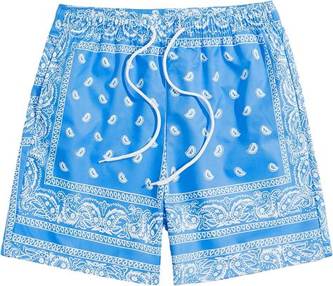 Mens Bathing Suits, Mens Shorts Outfits, Bathing Suit Shorts, Summer Beach Shorts, Loungewear Fashion, Paisley Shorts, Boho Men, Old School Tattoo Designs, Mens Trunks