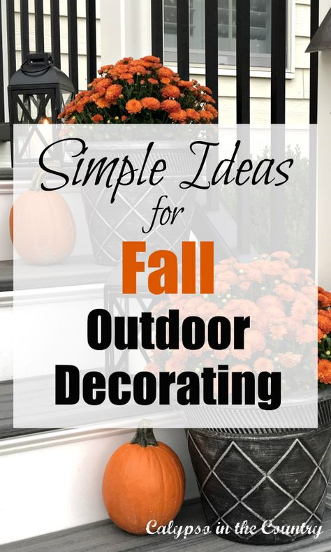 Simple ideas for fall outdoor decorating Fall Outdoor Decorating, Fall Deck Decorating Ideas, Porch Fall Decorating Ideas, Fall Patio Decor, Fall Entryway Decor, Porch Fall Decor, Patio Table Decor, Fall Deck, Outdoor Fall Decor Ideas