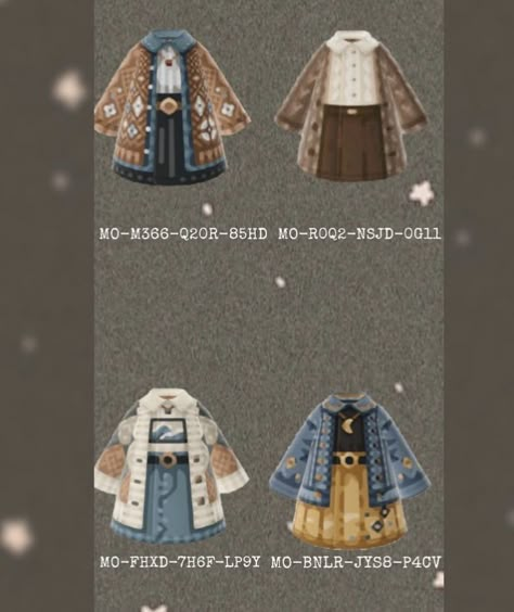 Cool Animal Crossing Outfits, Acnh Cottagecore Designs Clothes, Acnh Forestcore Clothes, Acnh Vintage Clothes, Acnh Farm Outfit, Animal Crossing Outfits Aesthetic, Acnh Outfit Code Fall, Cottagecore Acnh Outfits, Animal Crossing Aesthetic Clothes Code