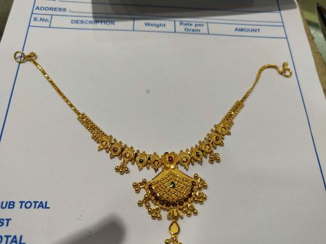 10gms Gold Necklace Designs, Simple Necklace Designs, Simple Bridal Jewelry, Kids Bangles, Gold Earrings For Kids, Coconut Leaves, Hand Chain Jewelry, Gold Items, New Gold Jewellery Designs