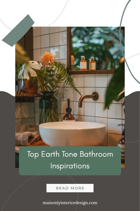 Looking for fresh bathroom inspirations? Discover my favorite earth tone bathroom ideas that embrace warmth and natural beauty. From soft beige tiles to deep green accents, these designs create a calming escape in your bathing space. Learn how to incorporate organic textures and simple accessories that enhance tranquility while adding style. With these earthy designs, you can transform your bathroom into a stylish retreat with the latest trends in color and decor. Perfect for anyone wanting to take their home design to the next level. Warm Bathroom Colors Earth Tones, Earth Tone Bathroom Ideas, Earth Tones Bathroom, Earth Tone Bathroom, Neutral Bathroom Colors, Bathroom Color Palette, Earthy Bathroom, Fresh Bathroom, Warm Bathroom